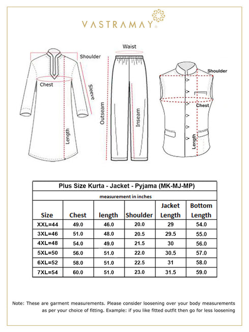 Men's Plus Size Black Ethnic Jacket With Black Silk Blend Kurta And Pyjama Set